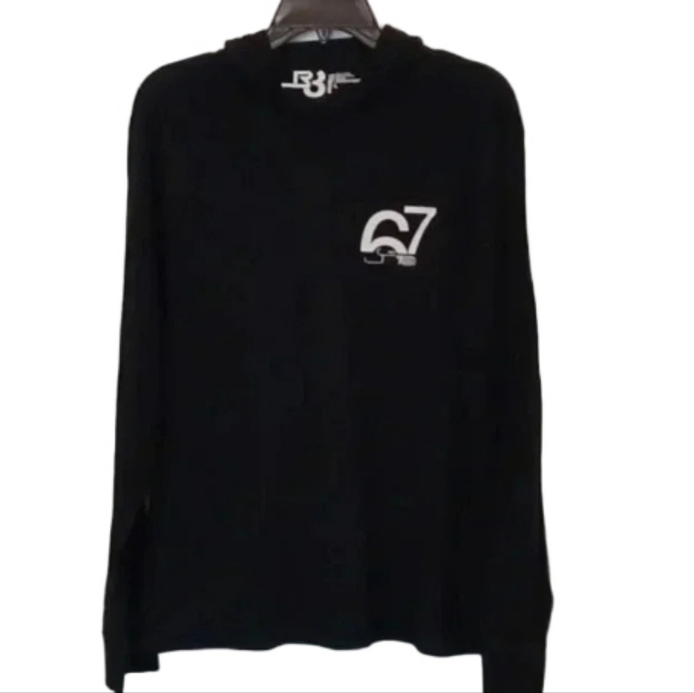 R8 Men's long sleeve shirt with hoodie Size Large Casual